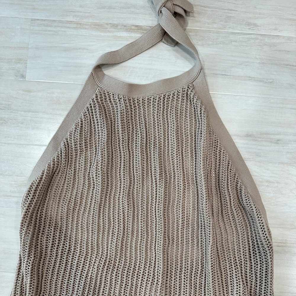 Summersalt Tan Crochet Halter Maxi Dress - Picture 4 of 9